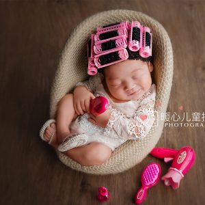 Toy For Newborn Photography Props Hairdryer Curls Set Mini Perm Rods Cap Baby Girls Bathrobe Photo Shooting Studio Accessories