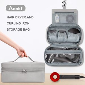 Waterproof Hairdryer Cover Case PU Leather Portable Travel Storage Bag for Dyson Airwrap Supersonic Hair Dryer